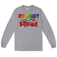 Heather Grey Support squad pride Long Sleeve Tee - CowGirlArtShop
