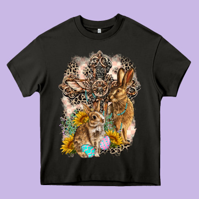 Western Rabbit With Crosses Heavy Core Tee Designed By Lillyallendesigns