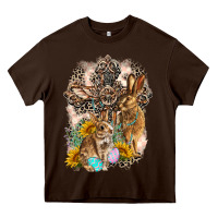Chocolate Brown Western Rabbit with Crosses Heavy Core Tee - LillyAllenDesigns