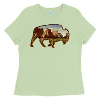 Matcha Bison Silhouette Desert Landscape Ladies Tee - Bettercallsaul