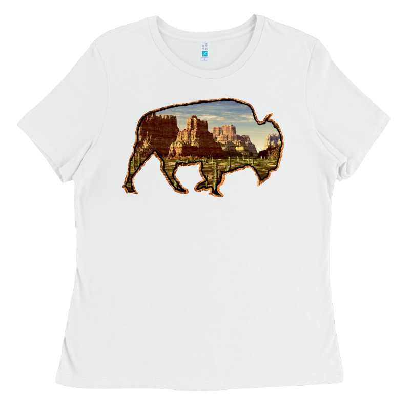 Bison Silhouette Desert Landscape Ladies Tee by Bettercallsaul | Teevron