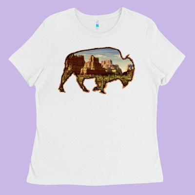 Bison Silhouette Desert Landscape Ladies Tee Designed By Bettercallsaul
