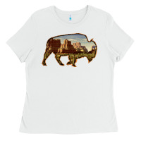 White Bison Silhouette Desert Landscape Ladies Tee - Bettercallsaul
