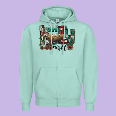 Oh Holy Night Zipper Hoodie Designed By Cowhidedigitalart