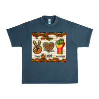 Midnight Navy peace love juneteenth Urban Heavy Tee - TumblerDesignByShophia