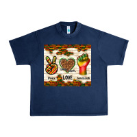 Navy peace love juneteenth Urban Heavy Tee - TumblerDesignByShophia