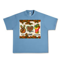 Pebble Blue peace love juneteenth Urban Heavy Tee - TumblerDesignByShophia