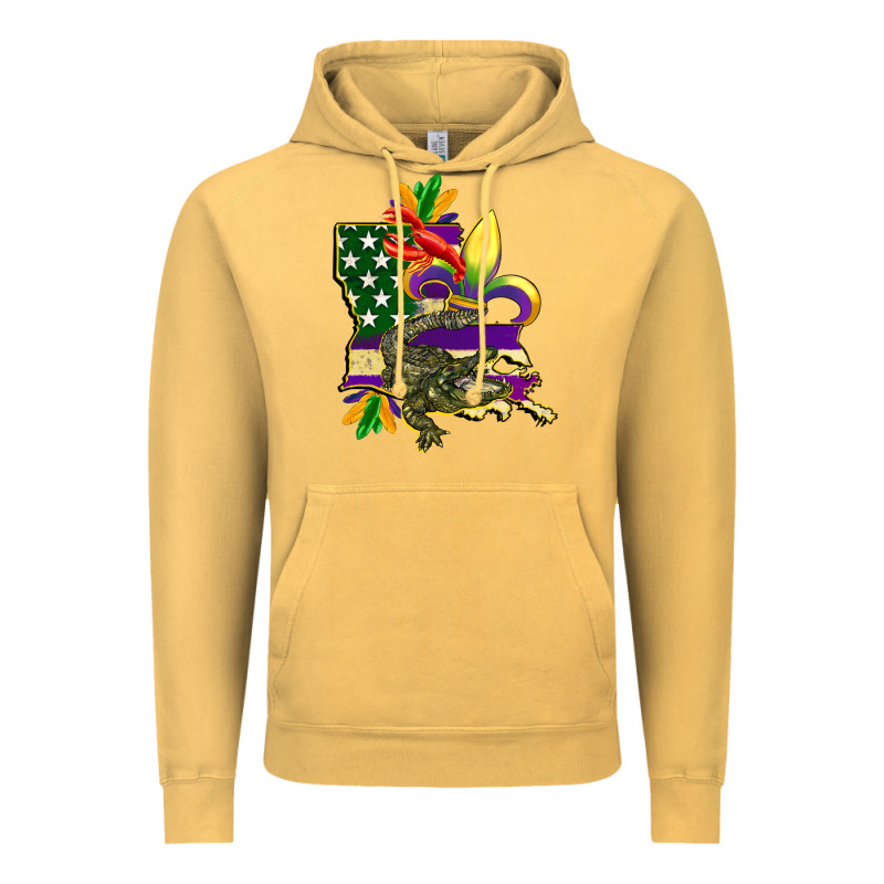 Louisiana Map American Flag Mardi Gras Vintage Hoodie by CowGirlArtShop | Teevron