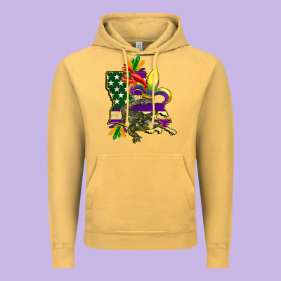 Louisiana Map American Flag Mardi Gras Vintage Hoodie Designed By Cowgirlartshop