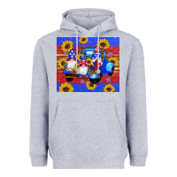 Heather Grey American flag gnomes truck sunflowers star leopard glitter Heavyweight Hoodie - Artiststas