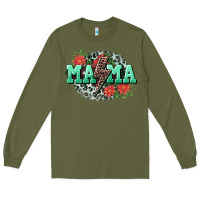 Army Green Mama rock lightning bolt Mother's Day Long Sleeve Tee - CowGirlArtShop