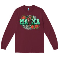 Burgundy Mama rock lightning bolt Mother's Day Long Sleeve Tee - CowGirlArtShop
