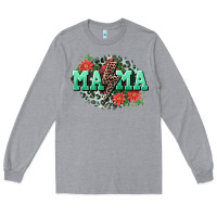 Heather Grey Mama rock lightning bolt Mother's Day Long Sleeve Tee - CowGirlArtShop
