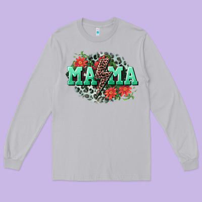 Mama Rock Lightning Bolt Mother's Day Long Sleeve Tee Designed By Cowgirlartshop