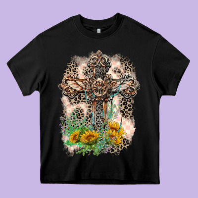 Western With Crosses Heavy Core Tee Designed By Lillyallendesigns