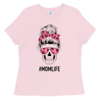 Pink Flower Mom Skull Ladies Tee | Teevron