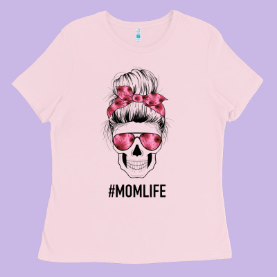Pink Flower Mom Skull Ladies Tee Designed By Bettercallsaul