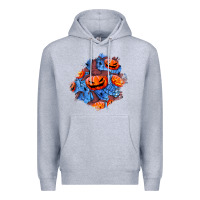 Heather Grey halloween pumpkin patch  5 Premium Hoodie - BundleAndBundleShop
