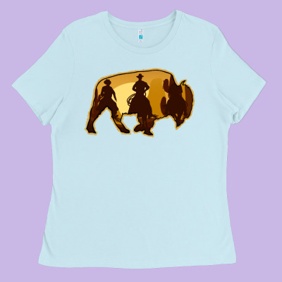 Bison Silhouette Cowboy Ladies Tee Designed By Bettercallsaul