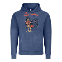 Vintage Denim Vintage The Happy Fisherman 2022 Fishing Mens Kids Vintage Hoodie - minhPixels