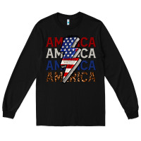 Black America with lightning bold Long Sleeve Tee - CowGirlArtShop