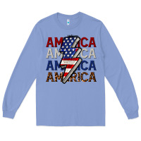 Colony Blue America with lightning bold Long Sleeve Tee - CowGirlArtShop