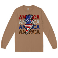 Toasted Coconut America with lightning bold Long Sleeve Tee - CowGirlArtShop