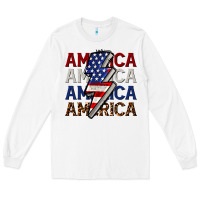 White America with lightning bold Long Sleeve Tee - CowGirlArtShop
