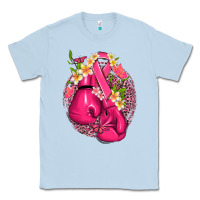 Dusty Blue cancer boxing gloves with ribbon Classic Tee - NancyCooperArtShop