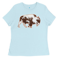 Baby Blue Cowhide Bison Silhouette Ladies Tee - Bettercallsaul