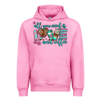 Fuchsia Pink all you need is love and coffee Urban Hoodie - AdoDesignShop