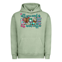 Pigment Oil Green all you need is love and coffee Urban Hoodie - AdoDesignShop