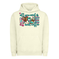 Pigment Pistachio all you need is love and coffee Urban Hoodie - AdoDesignShop
