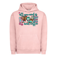 Pigment Salmon all you need is love and coffee Urban Hoodie - AdoDesignShop