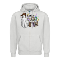 Dove Grey Boo Haw Zipper Hoodie - CowhideDigitalArt