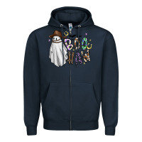 Navy Boo Haw Zipper Hoodie - CowhideDigitalArt
