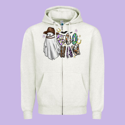 Boo Haw Zipper Hoodie Designed By Cowhidedigitalart