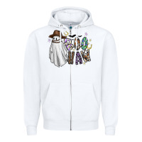 White Boo Haw Zipper Hoodie - CowhideDigitalArt