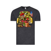 Vintage Black Christmas army gnomes truck 4th of july Vintage Tee - HowdyJamesFarm