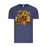 Vintage Denim Christmas army gnomes truck 4th of july Vintage Tee - HowdyJamesFarm