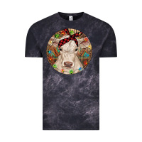 Cloud Black Christmas Charolais Calf Baby Cow Vintage Tee - RanaPortraitStore