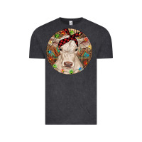 Vintage Black Christmas Charolais Calf Baby Cow Vintage Tee - RanaPortraitStore