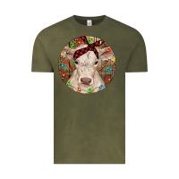 Vintage Olive Christmas Charolais Calf Baby Cow Vintage Tee - RanaPortraitStore