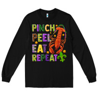 Black Pinch peel eat repeat crawfish Long Sleeve Tee - HowdyJamesFarm