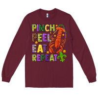 Burgundy Pinch peel eat repeat crawfish Long Sleeve Tee - HowdyJamesFarm