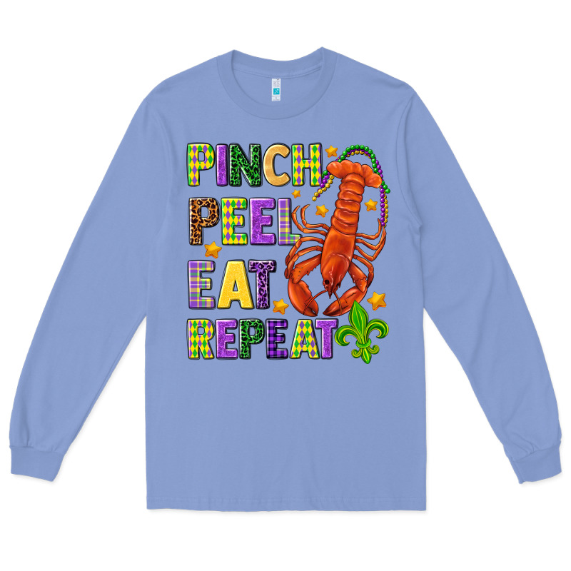 Pinch Peel Eat Repeat Crawfish Long Sleeve Tee by HowdyJamesFarm | Teevron