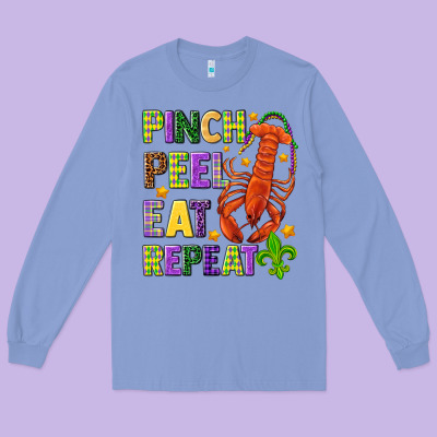 Pinch Peel Eat Repeat Crawfish Long Sleeve Tee Designed By Howdyjamesfarm