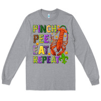 Heather Grey Pinch peel eat repeat crawfish Long Sleeve Tee - HowdyJamesFarm
