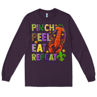 Plum Pinch peel eat repeat crawfish Long Sleeve Tee - HowdyJamesFarm
