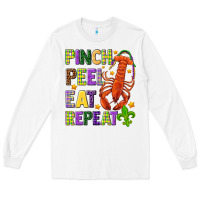White Pinch peel eat repeat crawfish Long Sleeve Tee - HowdyJamesFarm